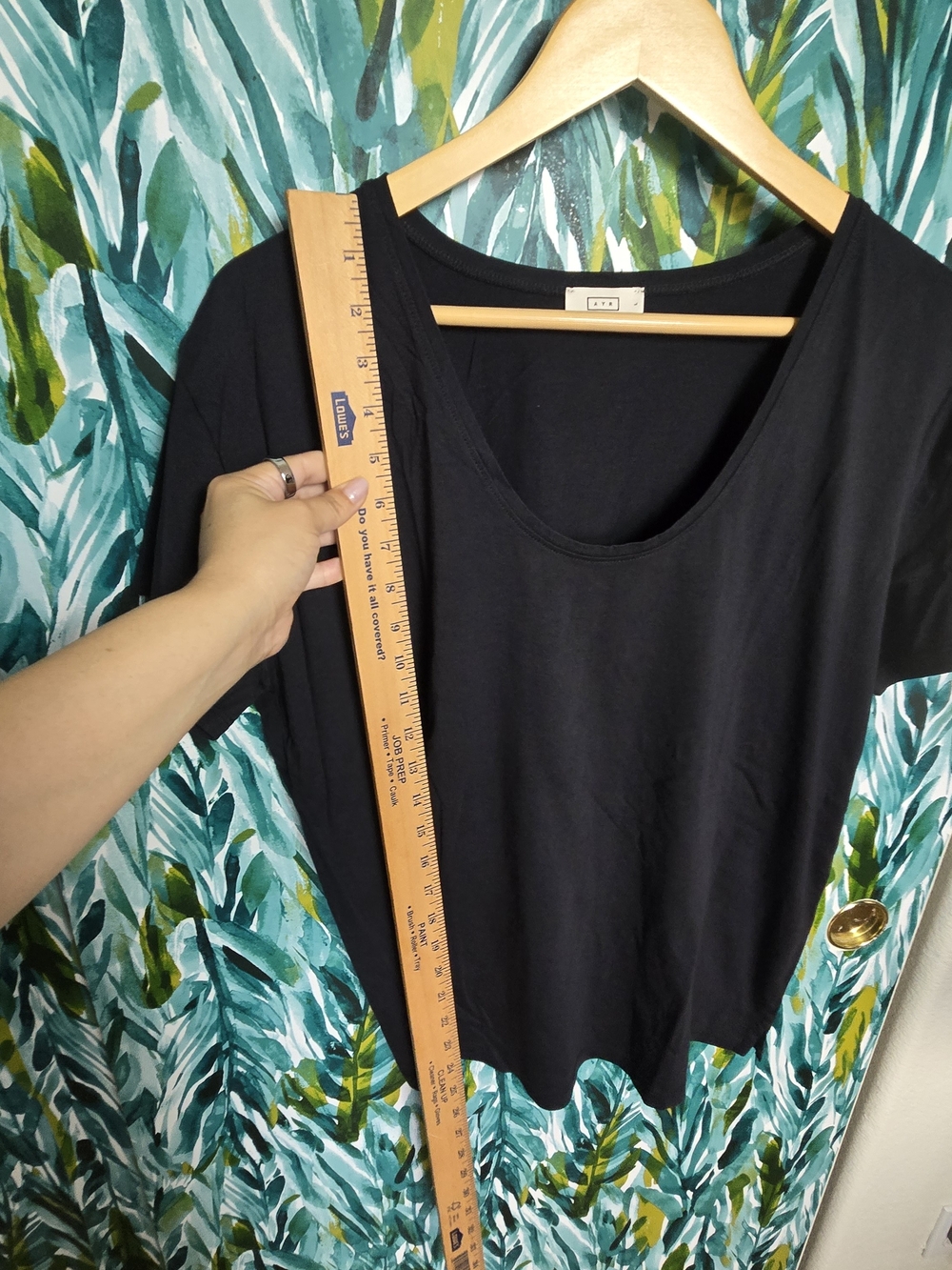 AYR The Midsummer Black Scoop Crew Neck Shirt In Black - Picture 4 of 7